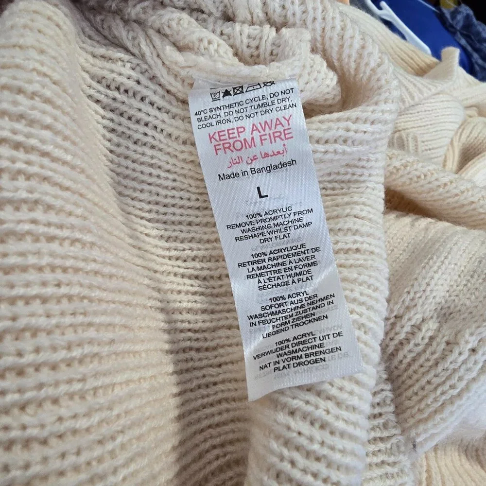 Nasty Gal Womens Recycled Knitted Ribbed Hooded Long Sleeve Rompee Sz Large Sand - Picture 9 of 12